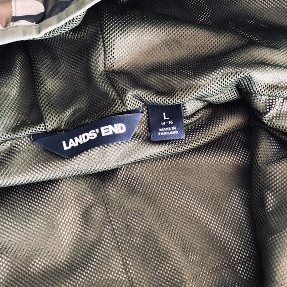 LANDS' END Camouflage Hooded Jacket/Windbreaker Young Men's Size Large 14-16 - Picture 4 of 9